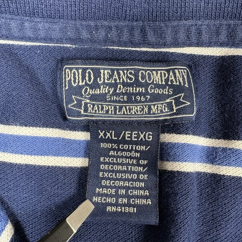 Ralph Lauren Polo Jeans Co Mens‎ Shirt XXL 2XL Vintage Polo Striped Blue